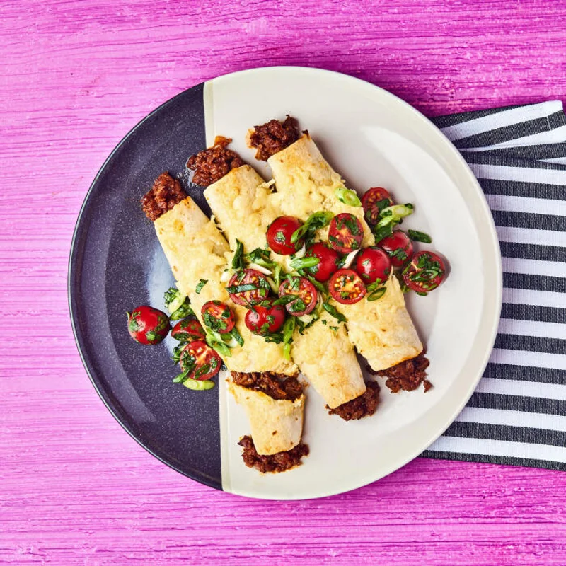 Smoky Beef Mince Enchiladas With Tomato Salsa